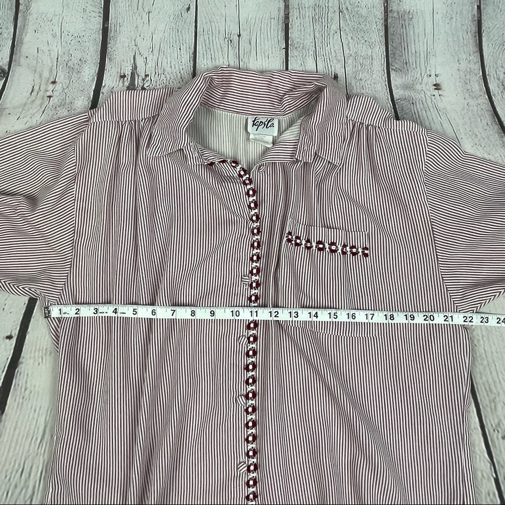 Tap & Co women's striped cotton button up long sleeve shirt, size L - Picture 5 of 10